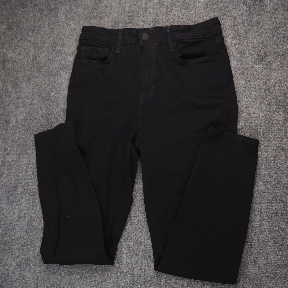 L'AGENCE Margot Jeans Women 30 Black Solid Coated High Rise Skinny Edgy Sleek